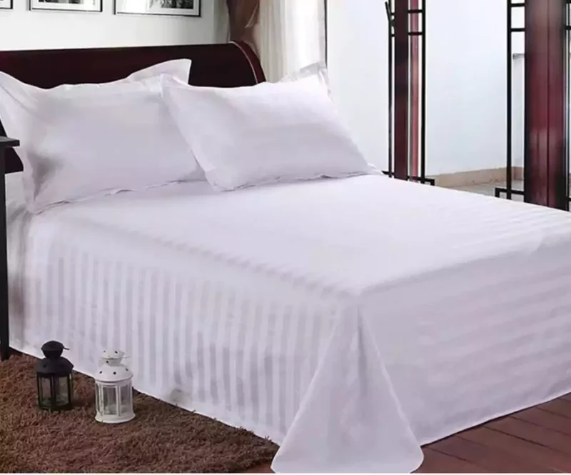 White striped bedsheets set
