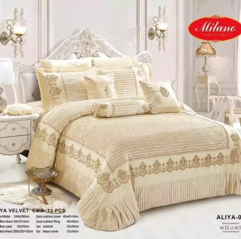 12Pc Cotton-Velvet king size comforter - Image 3