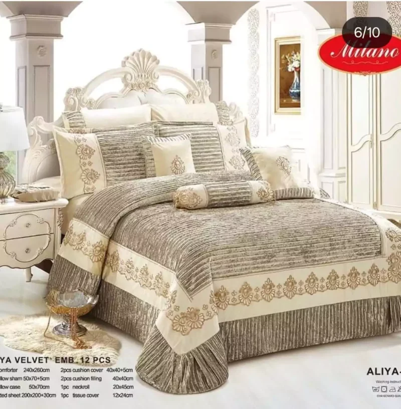 12Pc Cotton-Velvet king size comforter - Image 2