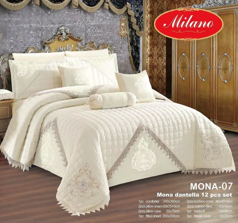 12Pc Cotton-Velvet king size comforter - Image 9